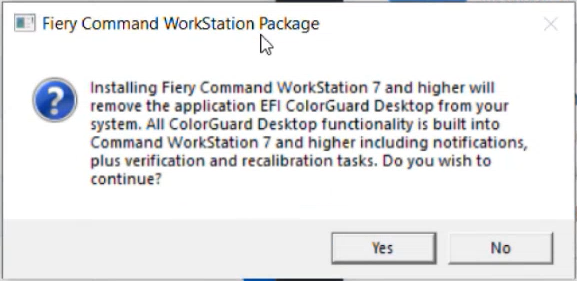 Upgrading to Command WorkStation 7 is prompting to remove IQ ColorGuard ...