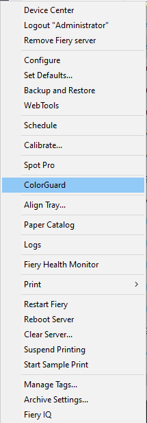 ColorGuard does not appear in the Command WorkStation Server menu