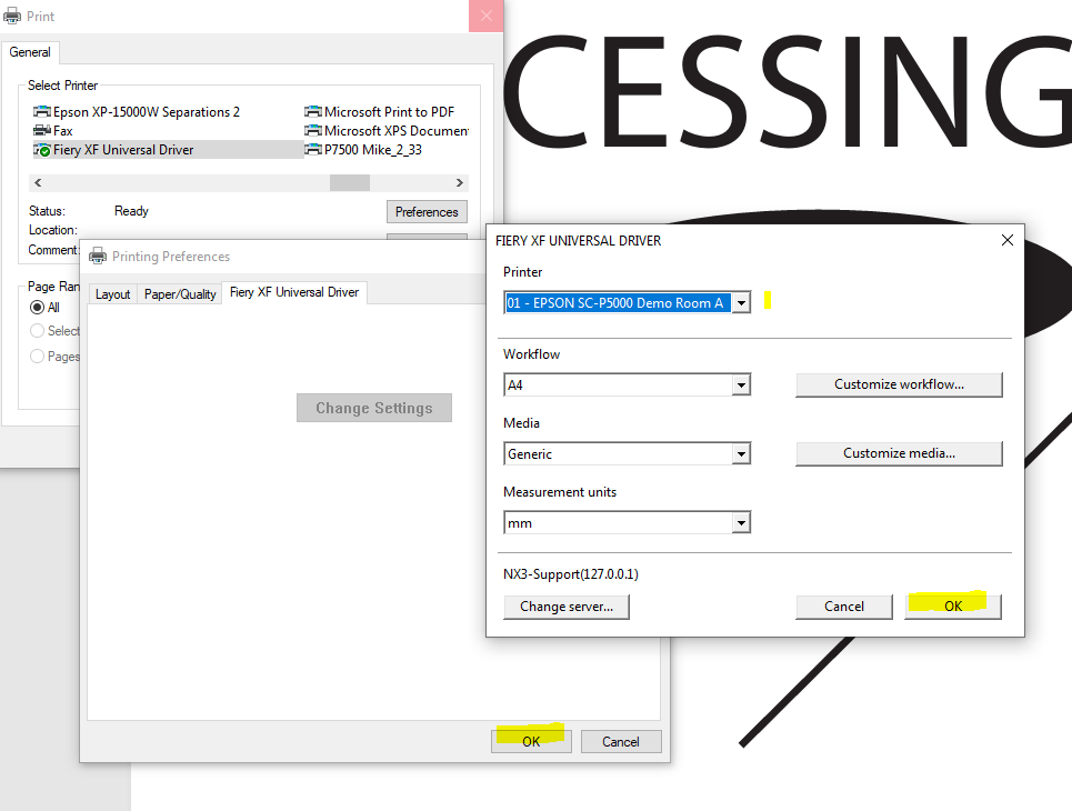 How can I print with Fiery Universal Driver out of my applications?