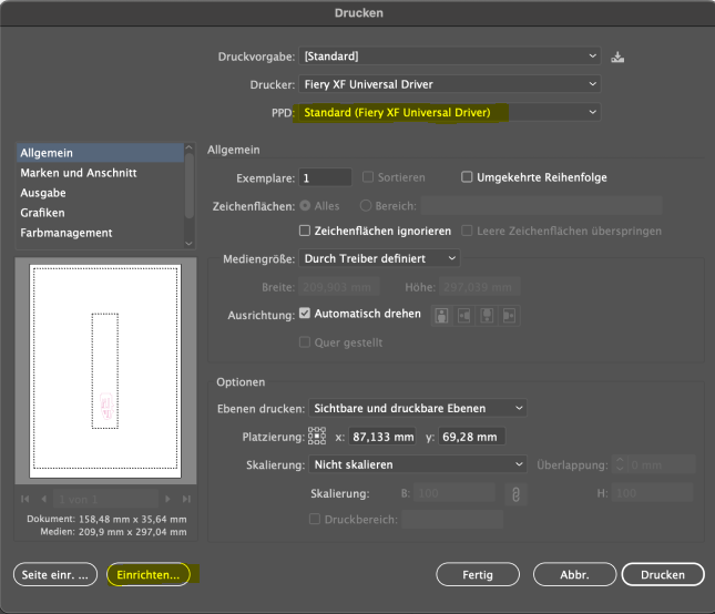 How can I print with Fiery Universal Driver out of my applications?