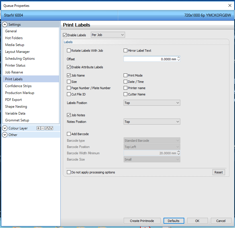 Label Position for Job Notes is not saved, reverts to Top.