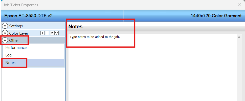 How to add Job Notes to your print