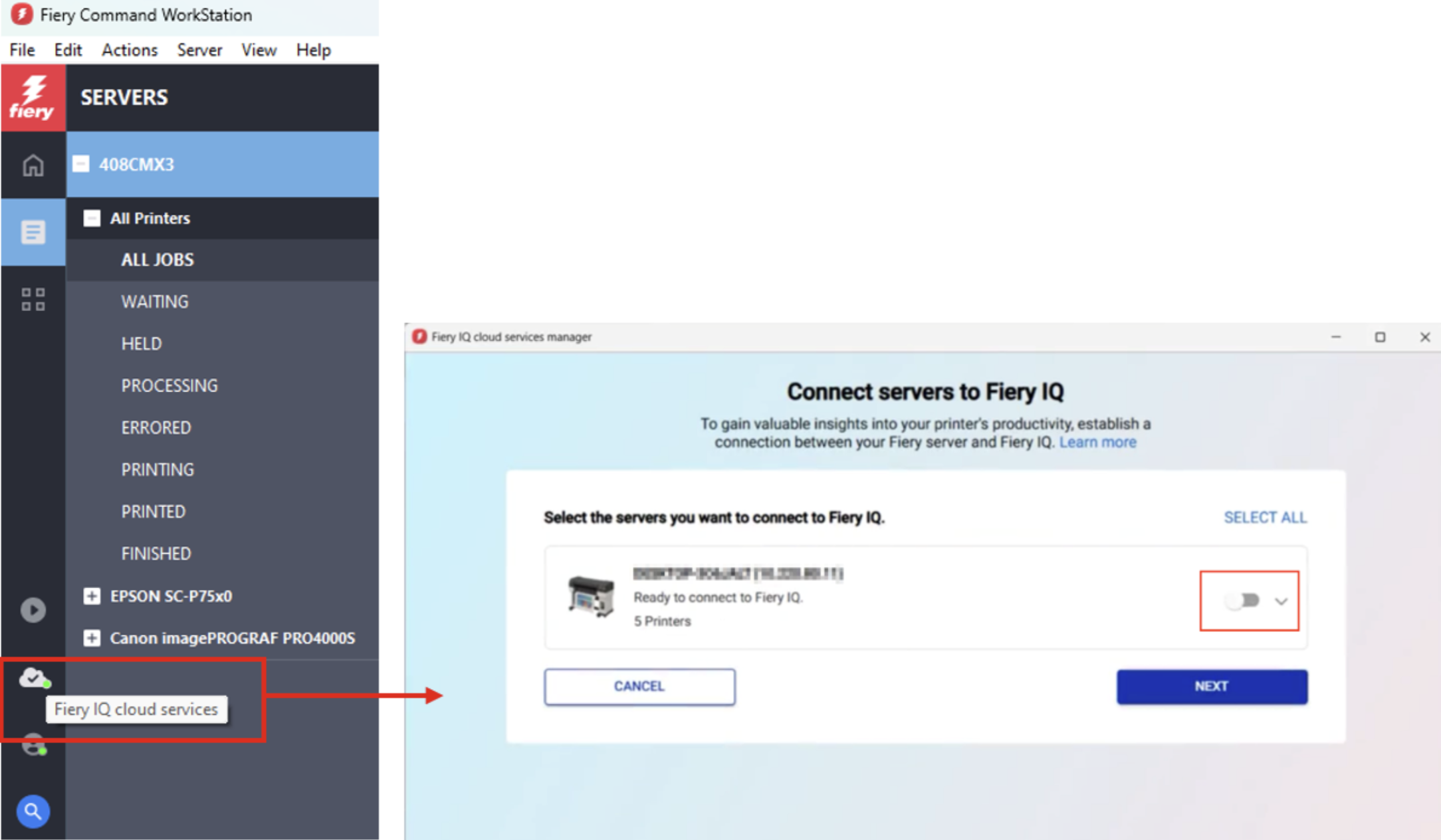Connecting a Fiery XF v9.0 Server to Fiery IQ Is Not Working