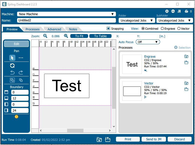 Engravelab Laser not sending Vector images to Epilog Dashboard