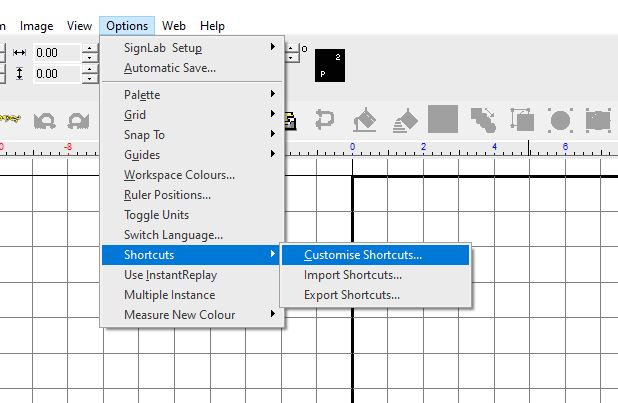 Default Keyboard Shortcuts in SignLab and EngraveLab
